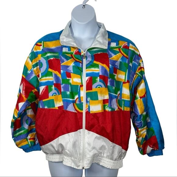 Vintage 80s - 90s Lavon Windbreaker Zip Up Jacket Large Abstract Track Jacket - Picture 2 of 14